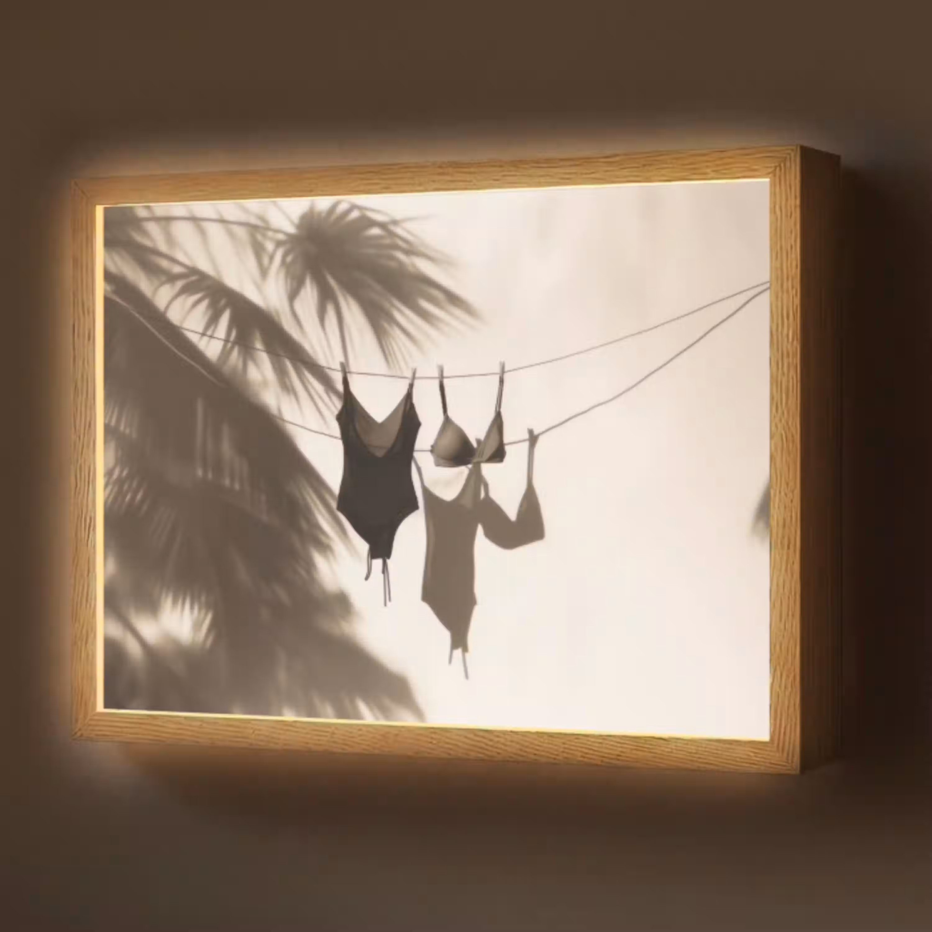Badkleding - Palmbomen - Schaduw - Tropisch Light Box met batterij (Wandlamp) middel -z3d_website