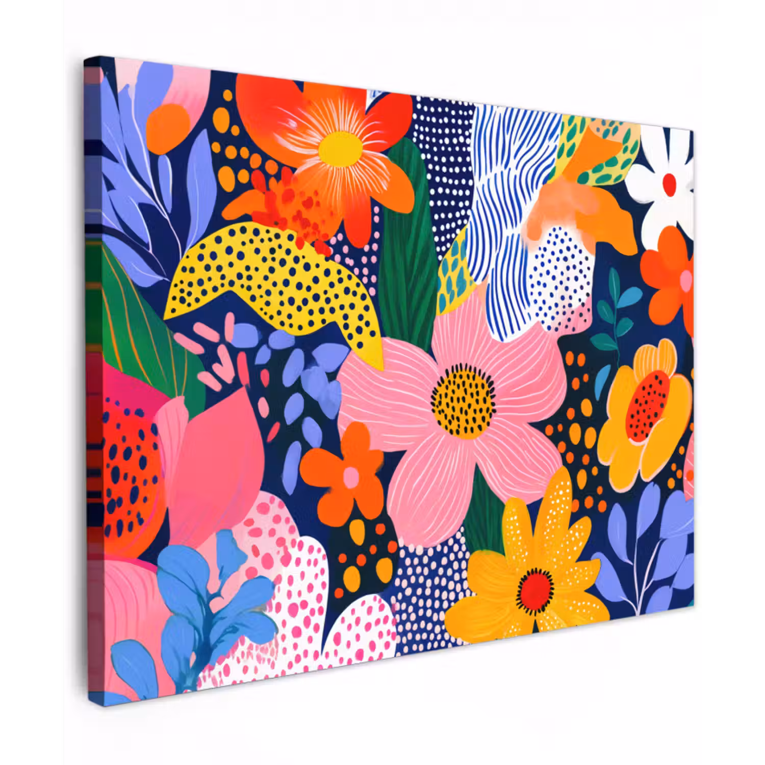 Leinwandbild - Bunt - Blumen - Abstrakt - Punkte