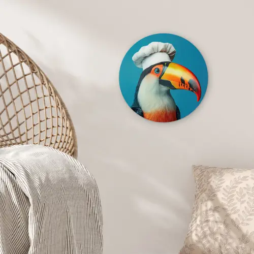 Toekan - Papegaai - Vogel - Koksmuts Wandcirkel kunststof plaat 5mm dik klein -sfeer5
