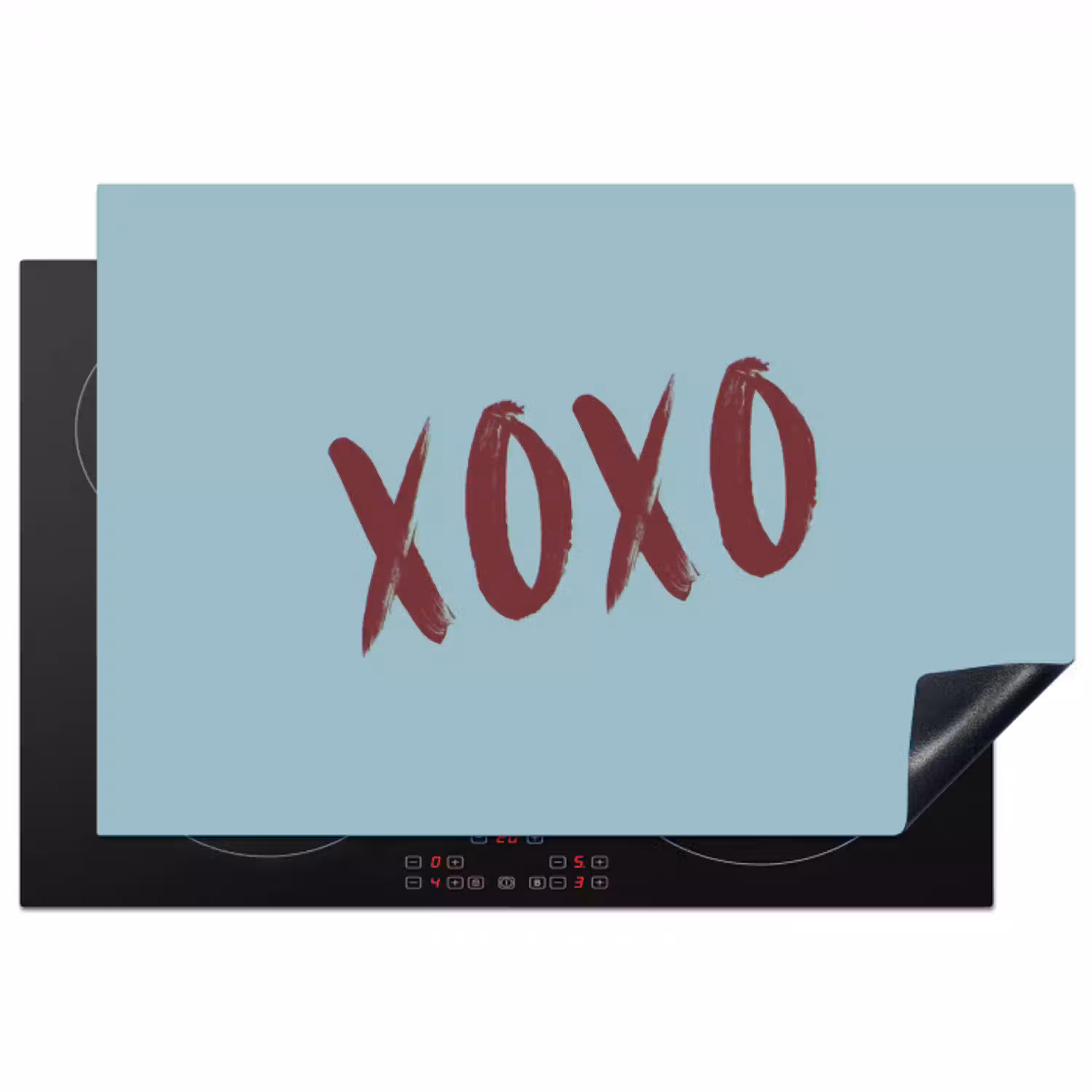 XOXO - Blauw - Rood Inductie beschermer vinyl 3mm klein -3d