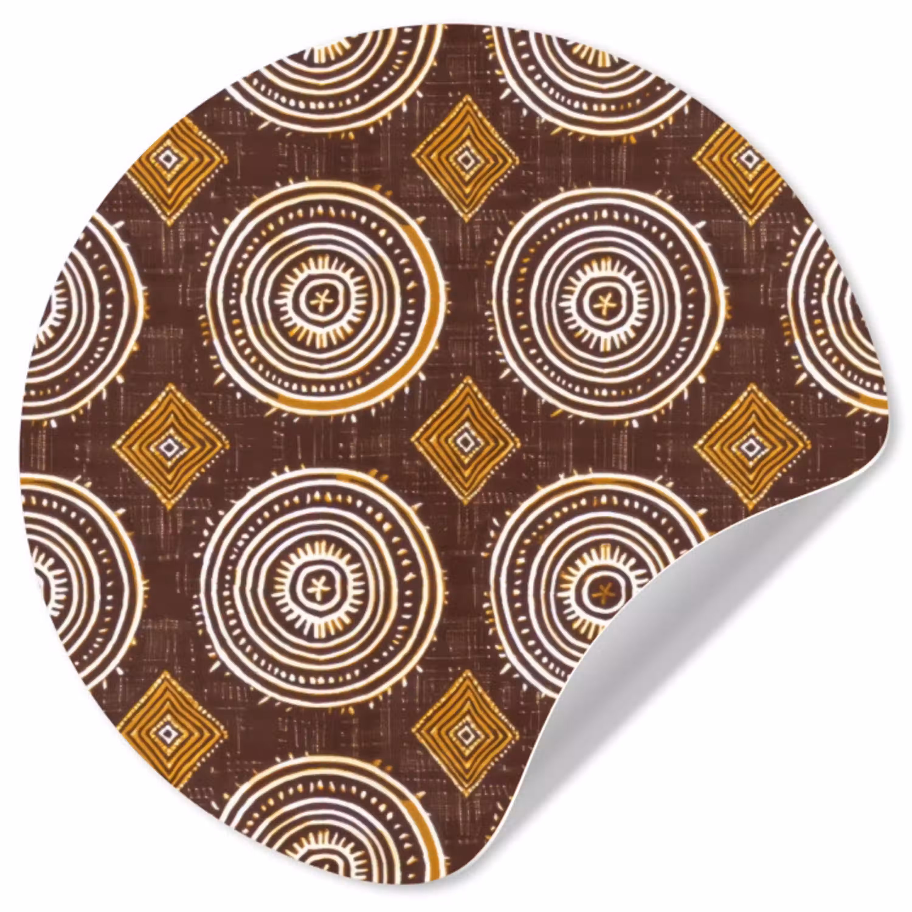 Chocoladebruin - Etnisch - Tribaal - Cirkels - Patroon Wandcirkel behangsticker klein 186 -3d