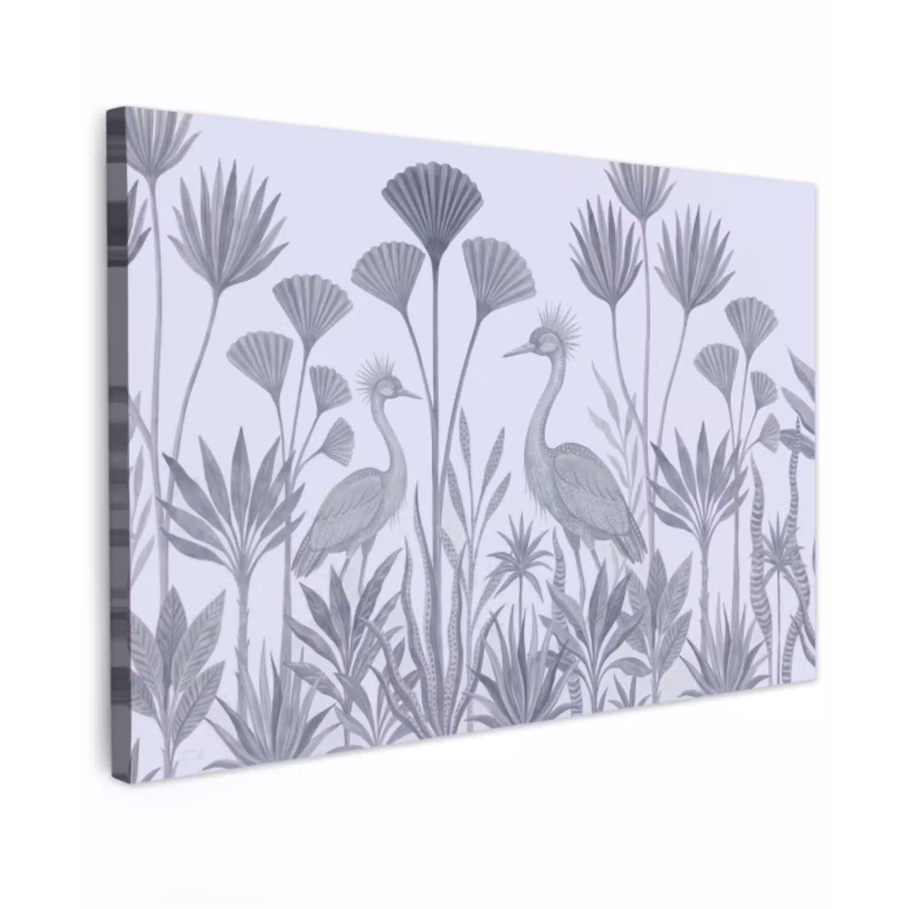 Vogel - Tropisch - Illustratie - Blauwgrijs - Natuur Tuinposter op houten frame 2 cm dik klein -3d