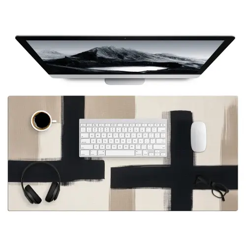 Zwart - Abstract - Japandi Muismat XXL klein -3d