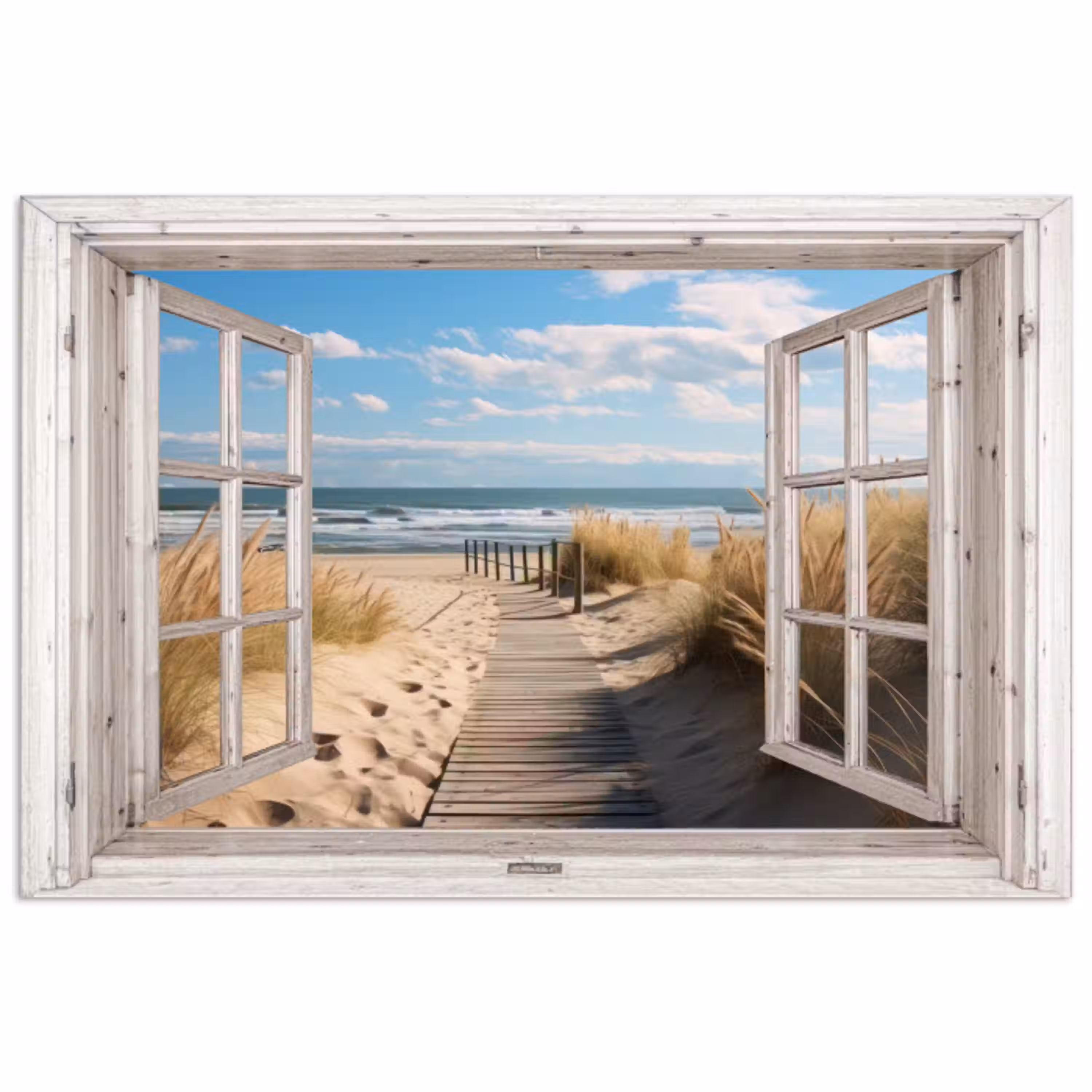 Raam - Zee - Kust - Natuur - Doorkijk - Strand - Waddenzee poster papier klein -3d