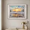 Strand - Doorkijk - Zonsondergang - Landschap - Zee - Natuur Textielframe zwart klein -sfeer2