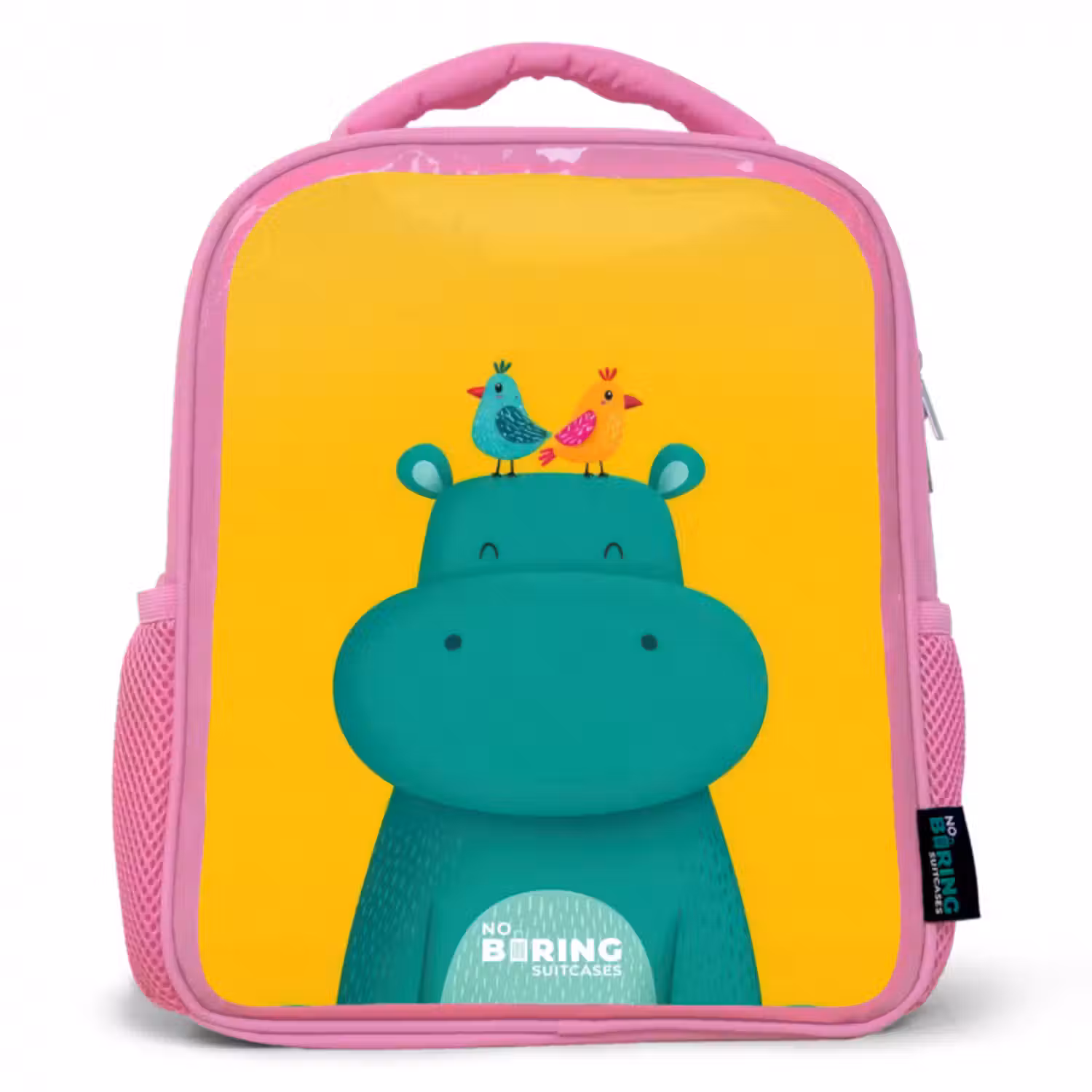 Rucksack Kind - Rosa - Nilpferd - Vögel - Gelb
