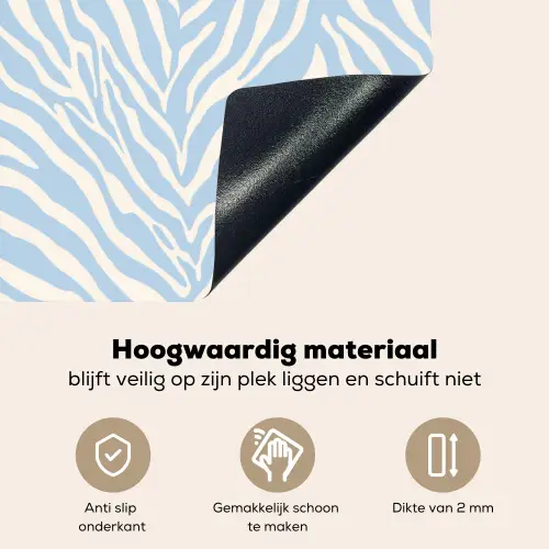 Zebra - Motief - Blauw - Wit Inductie beschemer met haakjes klein 777 -ky-onderkant-nl