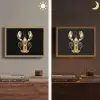 Kreeft - Goud - Textuur - Zwart Light Box met batterij (Wandlamp) middel -sfeer3