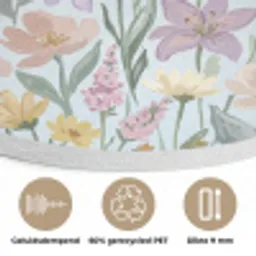 Weidebloemen - Illustratie - Kleurrijk Akoestische PET Vilt - Rond klein -closeup_NL