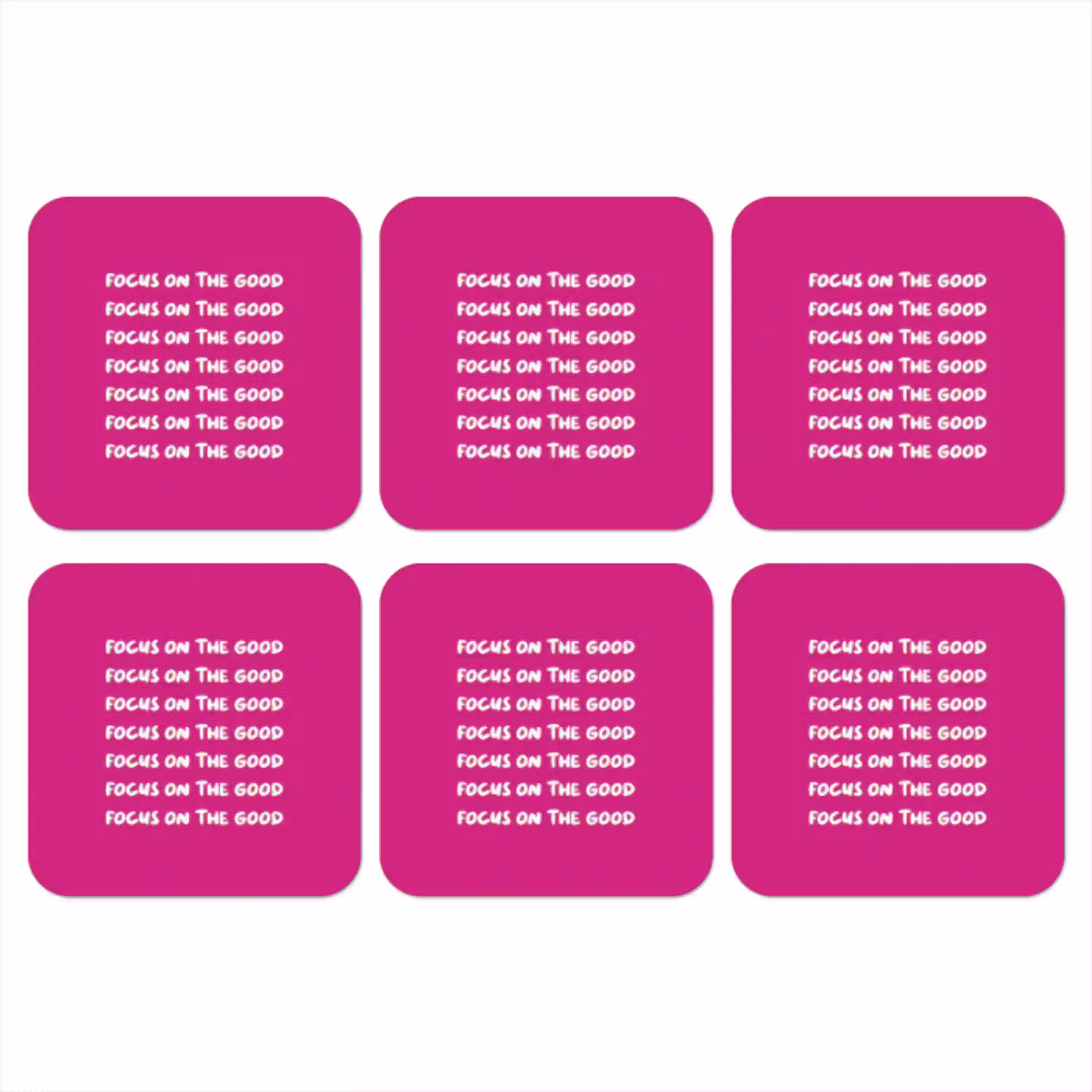 Focus on the good - Roze - wit onderzetter kurk middel -3d
