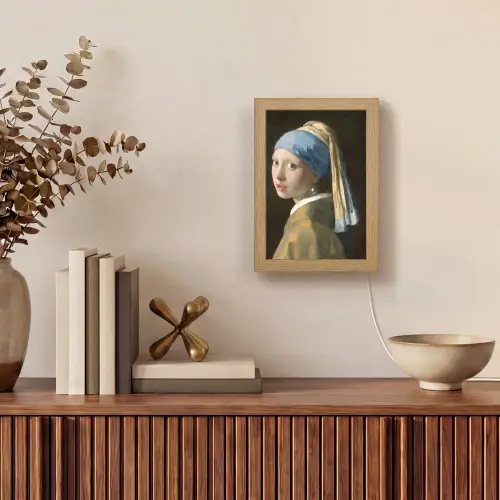 Meisje met de parel - Schilderij - Oude meesters - Vermeer Light Box met kabel (Tafellamp) klein -sfeer2