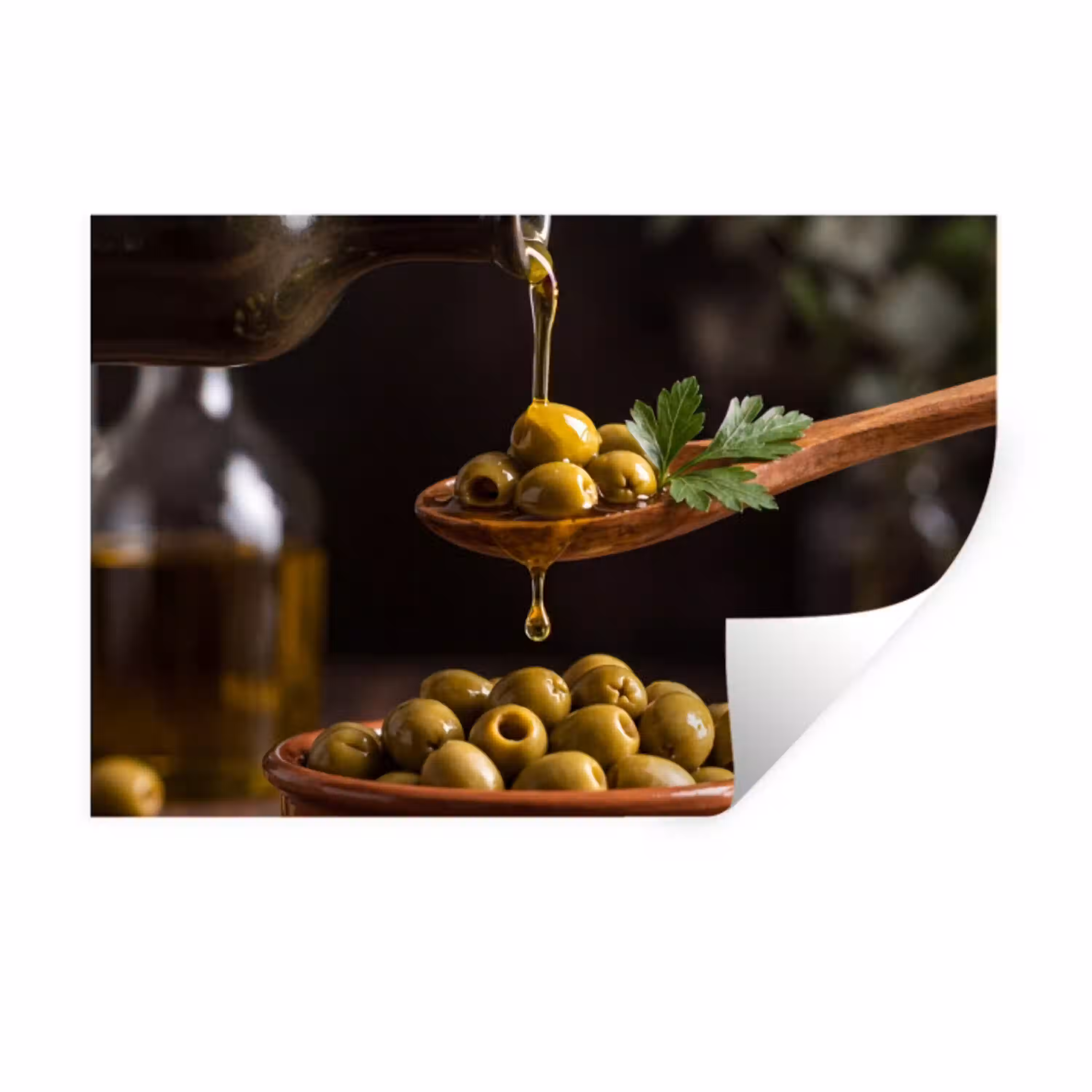 Olijven - Olijfolie - Eten Muursticker klein -3d
