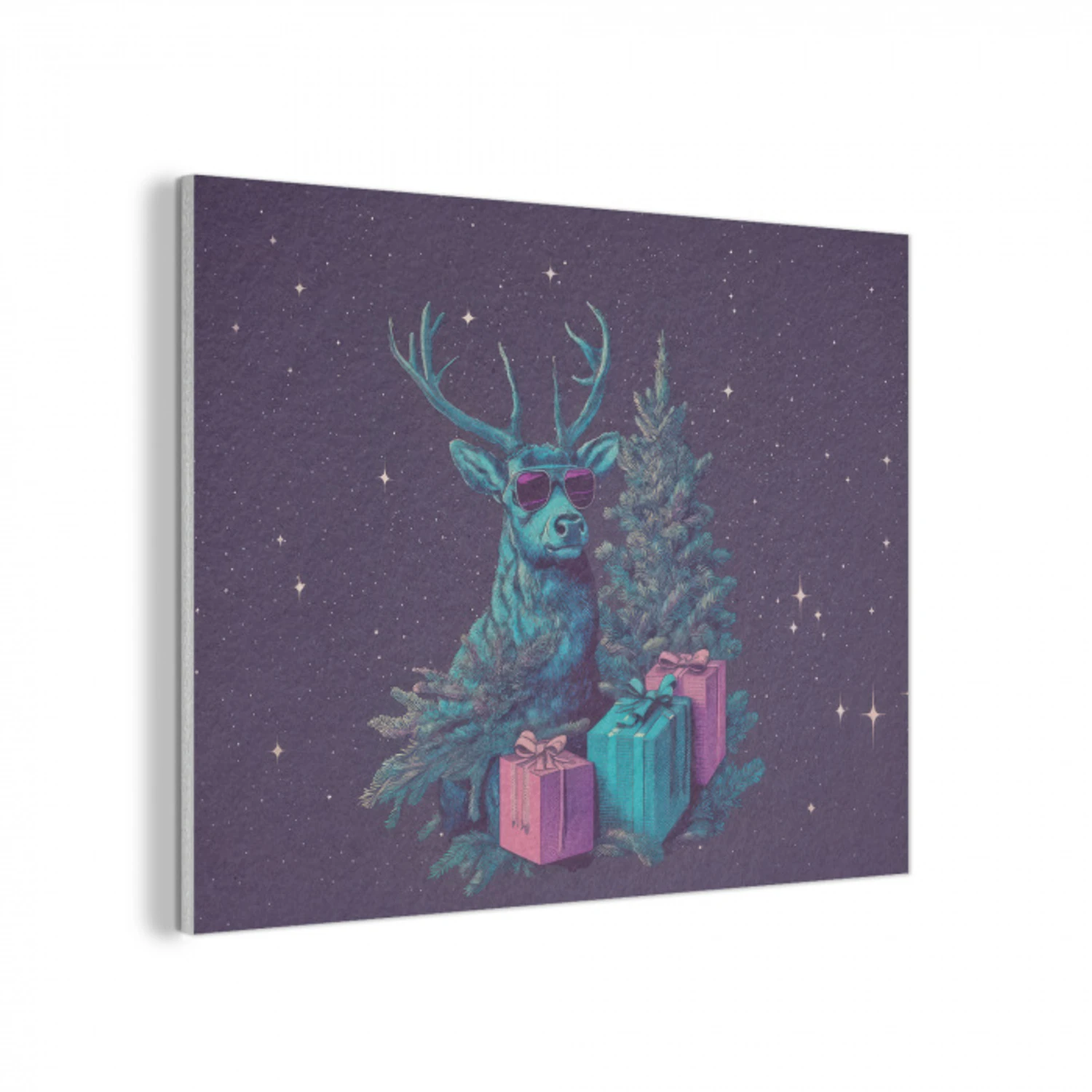 Rendier - Zonnebril - Neon - Kerstboom PET vilt klein -3d