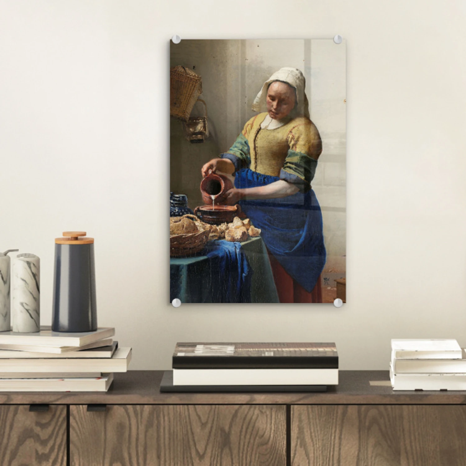 Het melkmeisje - Schilderij van Johannes Vermeer plexiglas 5mm klein -sfeer1