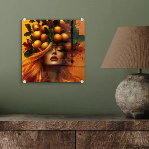 Vrouw - Citroenen - Bloesem - Geel plexiglas 5mm klein -sfeer3