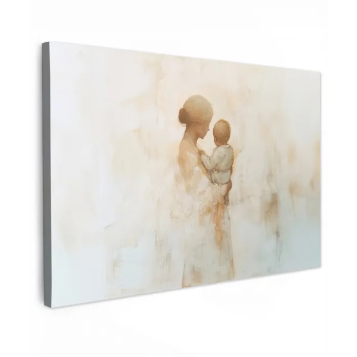 Kind - Moeder - Waterverfschilderij canvas 2cm klein -z3d
