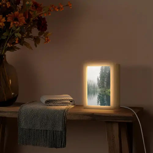 Bergen - Meer - Bos Light Box met kabel (Tafellamp) klein -sfeer4