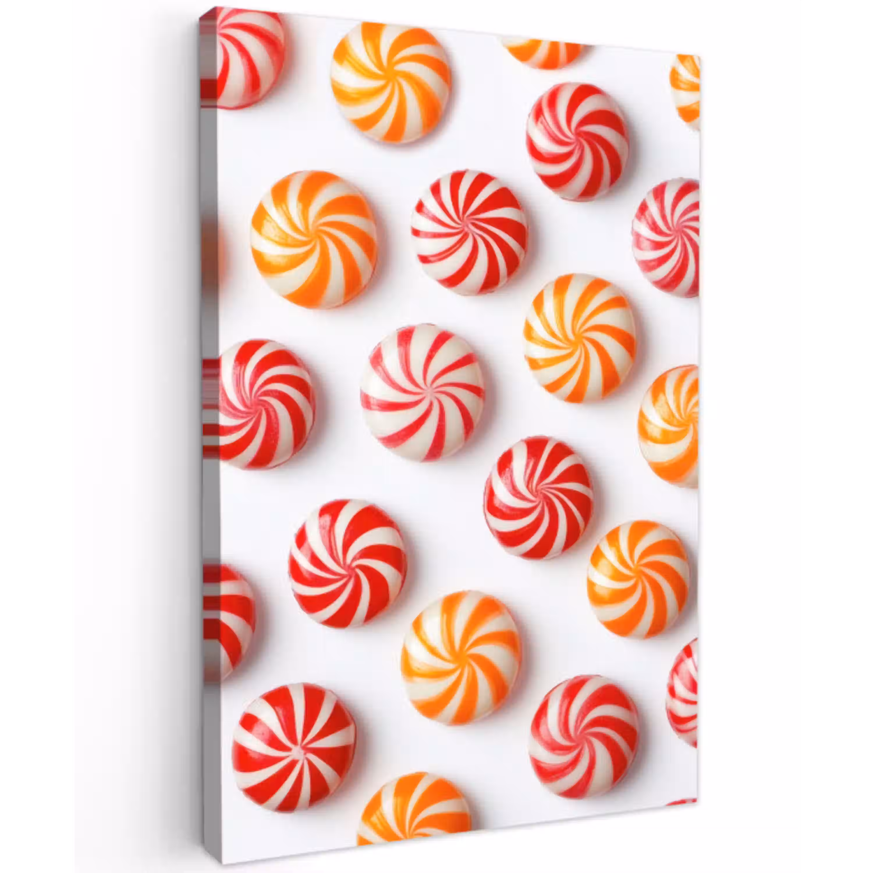 Snoep - Patroon - Rood - Oranje Tuinposter op houten frame 2 cm dik middel -3d