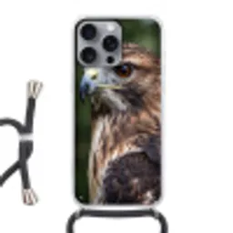 Buizerd - Roofvogel - Natuur - Bruin Hoesje iPhone 16 Pro Max met koord klein -3d