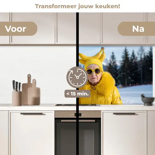 Vrouwen - Bananen - Geel keuken achterwand 2 middel -voor-na2_NL