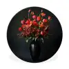 Boeket - Tulpen - Vaas - Rood Wandcirkel aluminium klein -3d