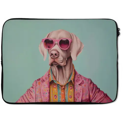 Hond - Overhemd - Bloemen - Bril laptophoes neopreen klein -zkaufland3dotto