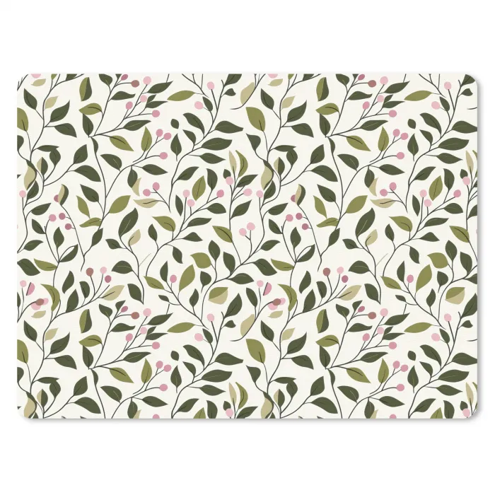 Bladeren - Bessen - Roze muismat rubber klein 262 -3d