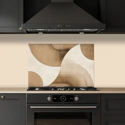 Retro - Geometrische lagen - Aardetinten keuken achterwand spatscherm klein -sfeer1