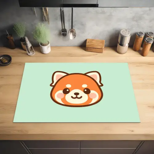 Rode panda - Groen - Cartoon Inductie beschermer vinyl 3mm klein -sfeer5