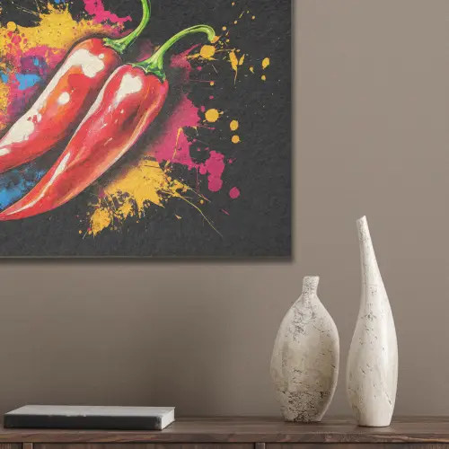 Peper - Graffiti - Verf - Abstract - Modern - Kleurrijk PET vilt klein -sfeer6_closeup