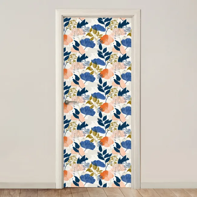 Deursticker met naam - Bloemen - Botanisch - Kleurrijk