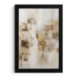 Abstracte vierkanten - Aardetonen - Mistig fotolijst zwart zonder passe partout klein -3d