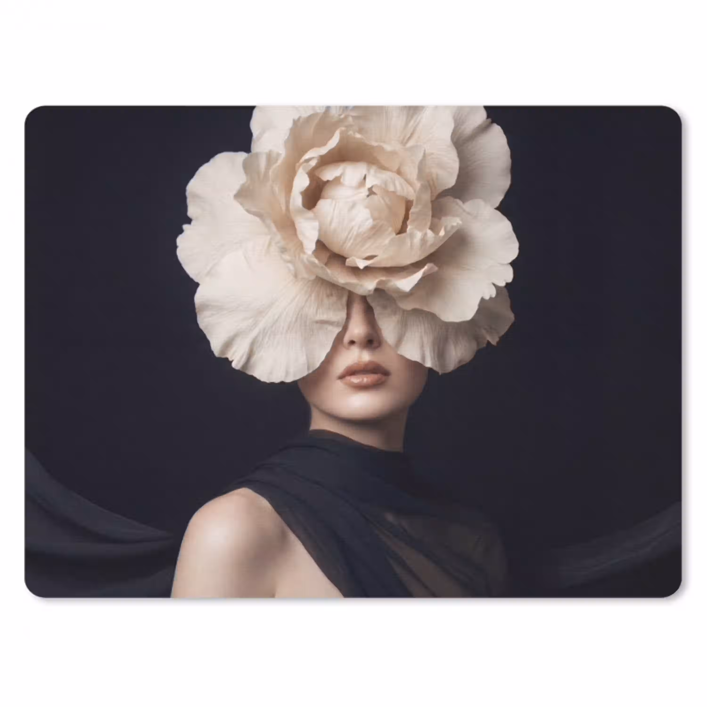 Roos - Tijdloos - Zwart muismat rubber klein -3d