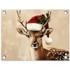 Kerst - Hert - Gewei - Rood tuinposter los doek klein -3d