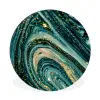 Marmerlook - Luxe - Goud - Turquoise - Glitter Wandcirkel aluminium klein -3d