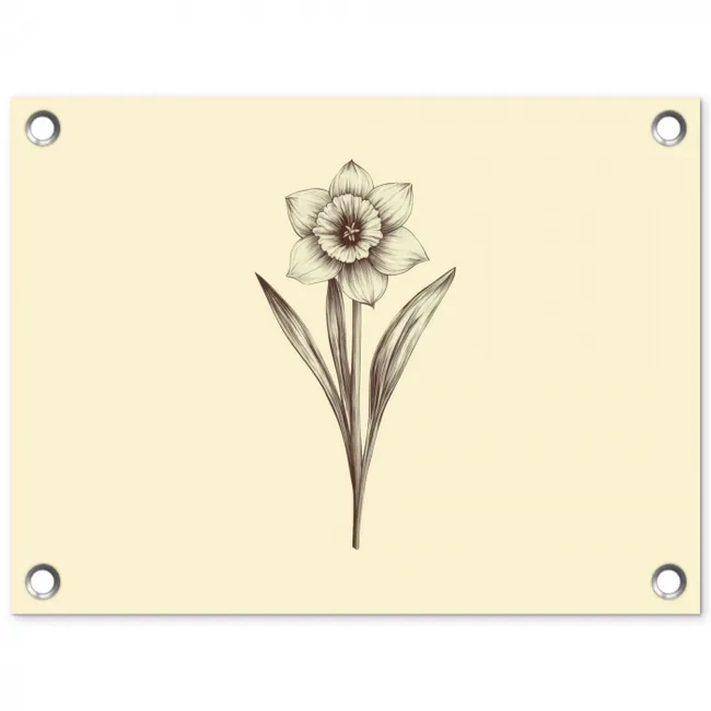Zwart - Narcis - Illustratie tuinposter los doek klein -3d