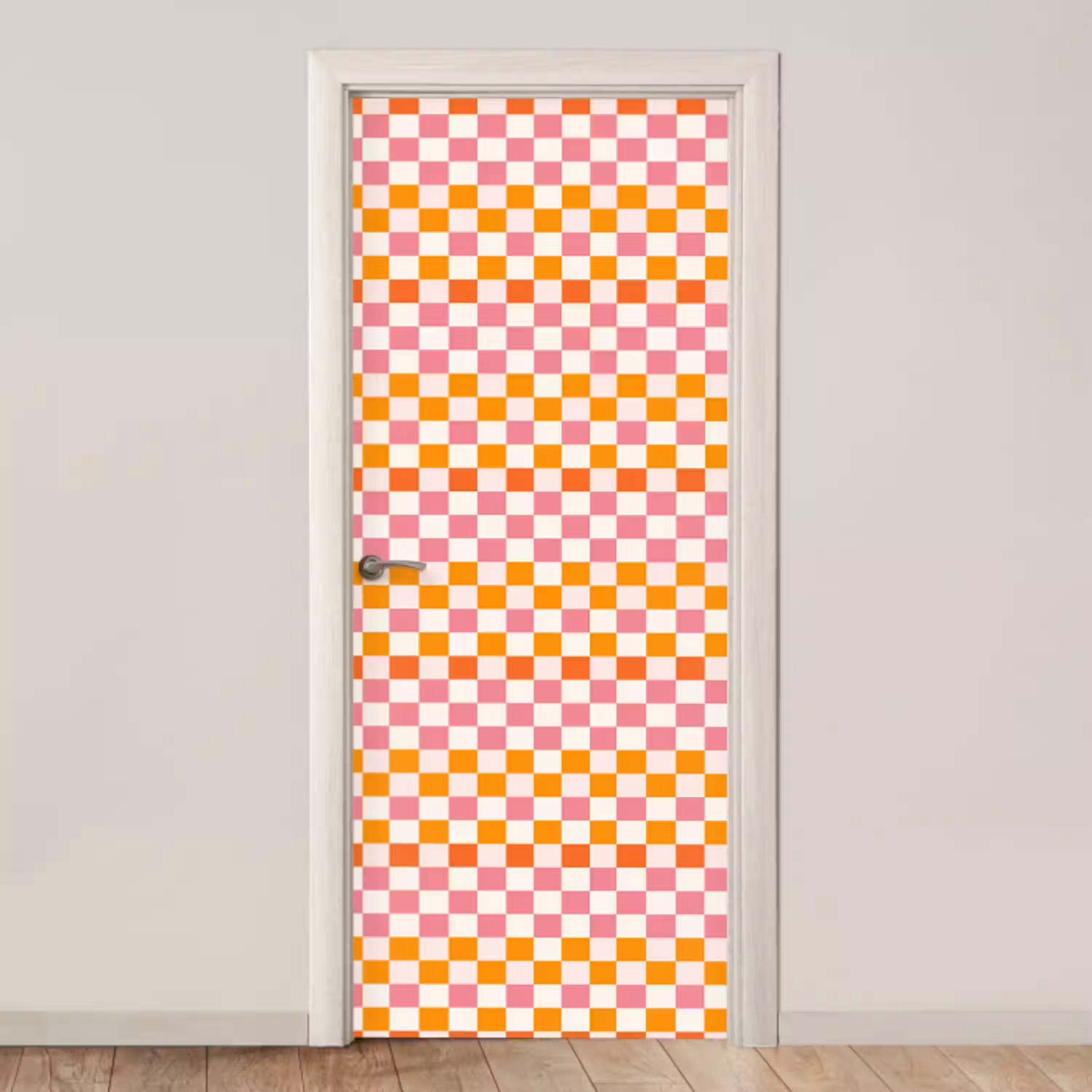 Vierkant - Patroon - Oranje deurposter klein 289 -3d_beige