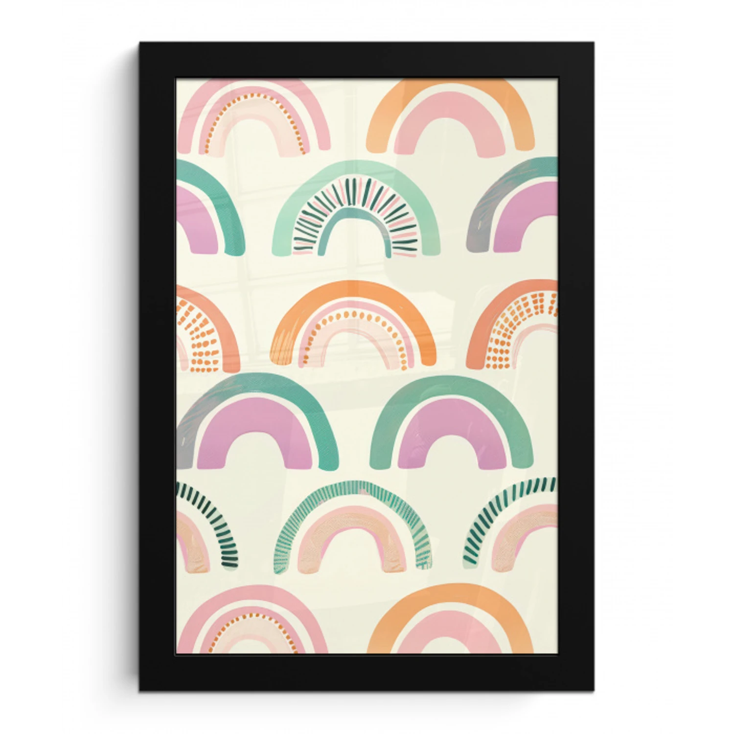 Regenboog - Pastel - Patroon fotolijst zwart zonder passe partout klein -3d