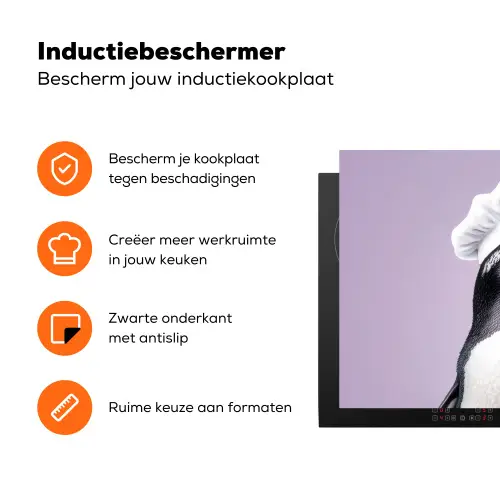 Pinguïn - Koksmuts - Lief - Paars Inductie beschermer vinyl 3mm klein -zzzzzzz-td-ups