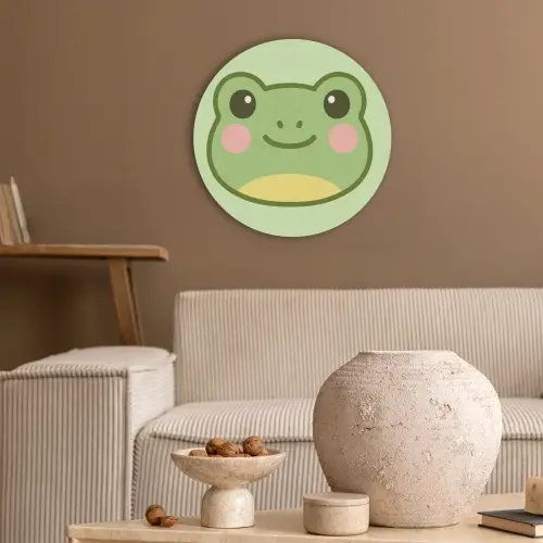 Kikker - Groen - Vriendelijkheid Akoestische PET Vilt - Rond klein -sfeer1