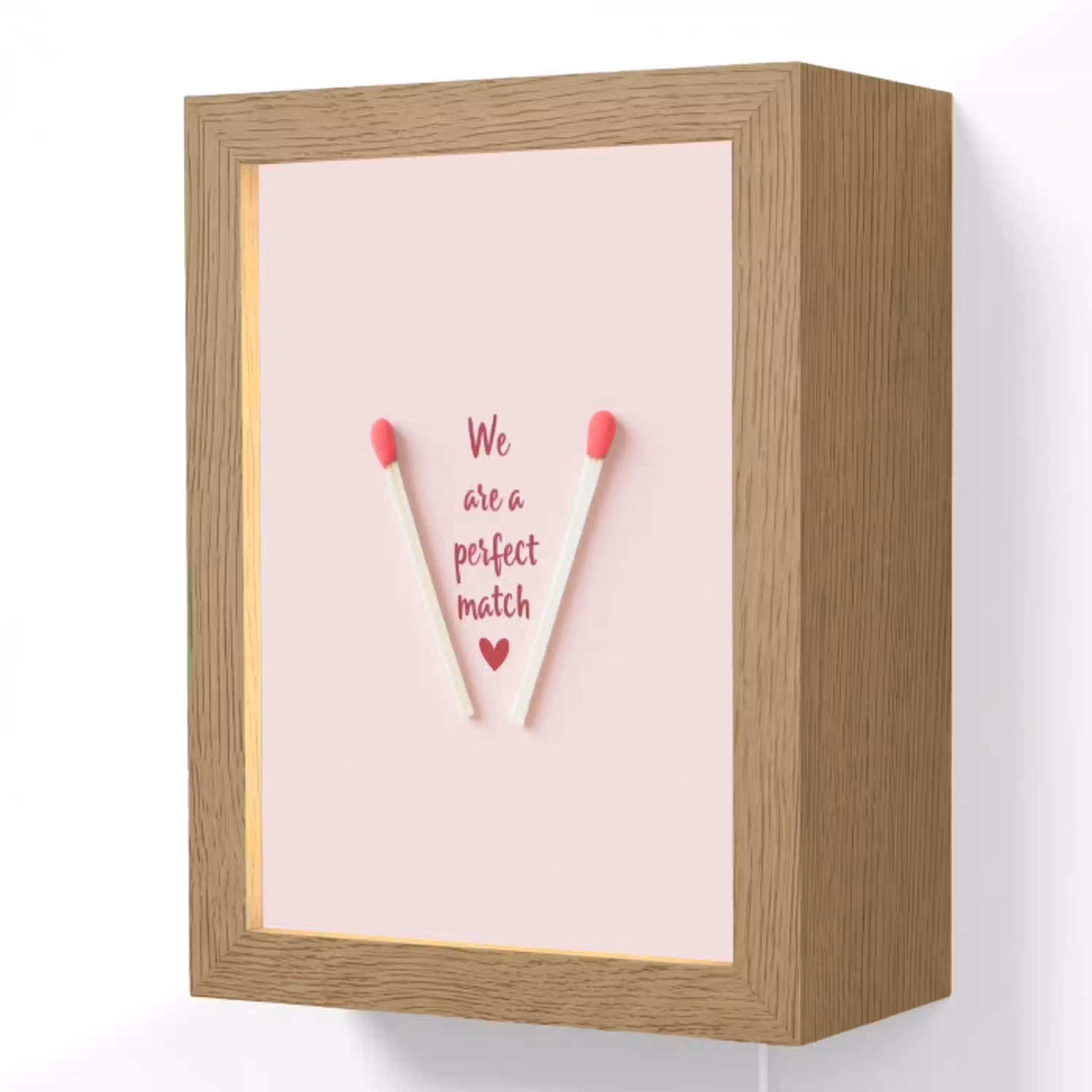 Perfect - Minimalistisch - Valentijn Light Box met kabel (Wandlamp) klein -3d