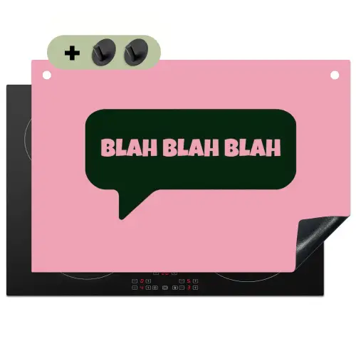 Roze - Tekstwolk - Groen - BLAH BLAH BLAH Inductie beschemer met haakjes klein -3d