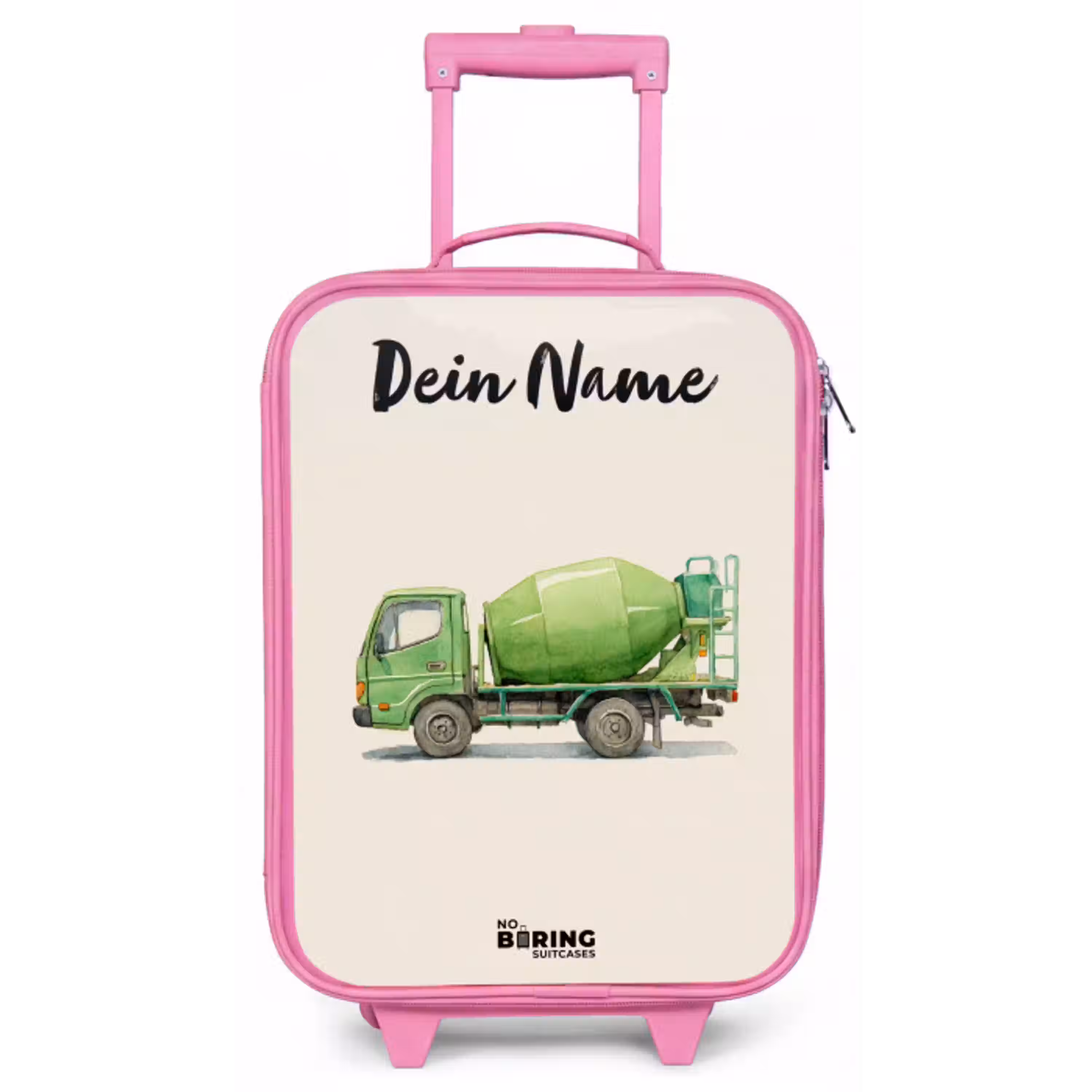 Betonmixer - Getekend - Groen Kinderkoffer - Roze klein -zz3dotto
