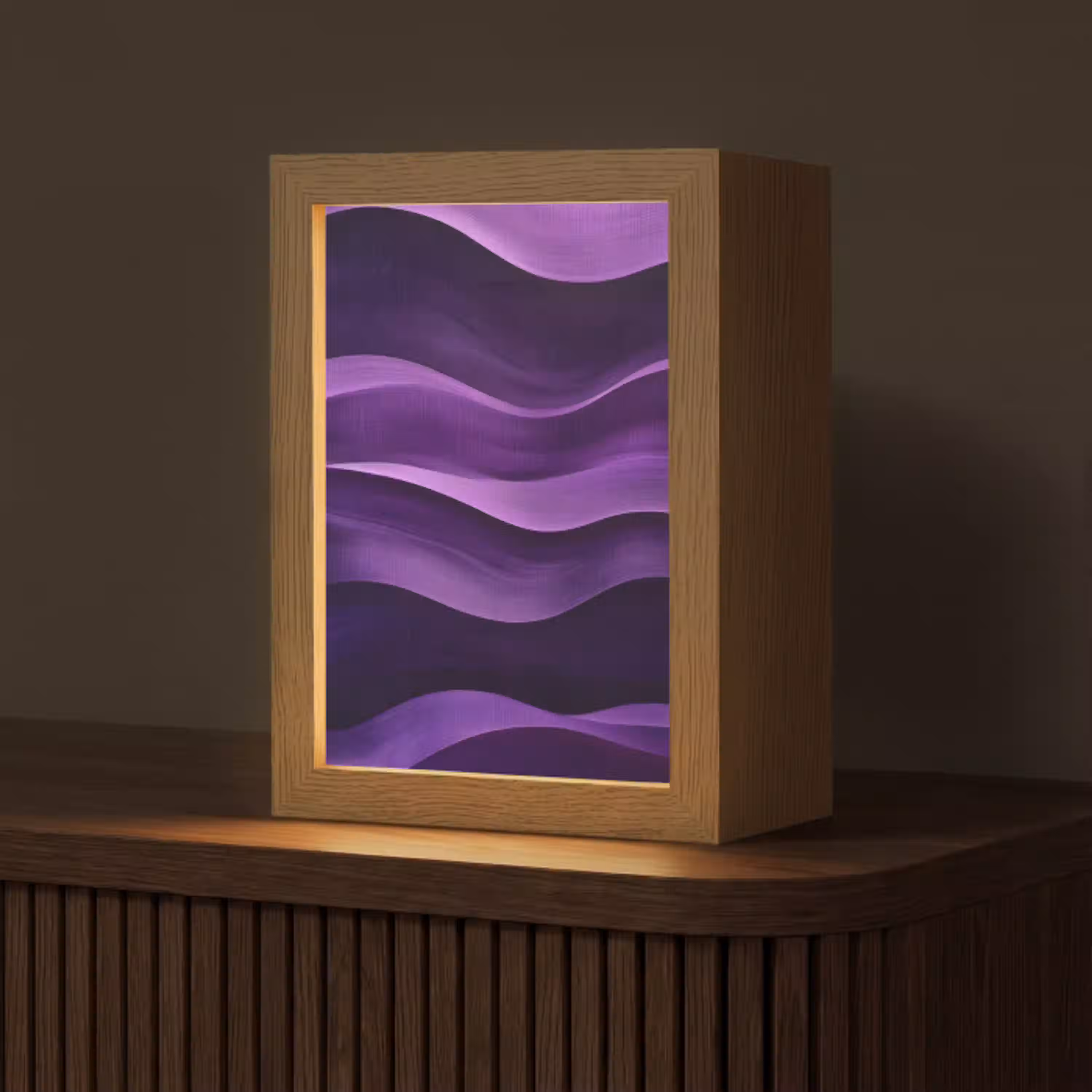 Golven - Abstract - Paars Light Box met kabel (Tafellamp) klein -z3d_website