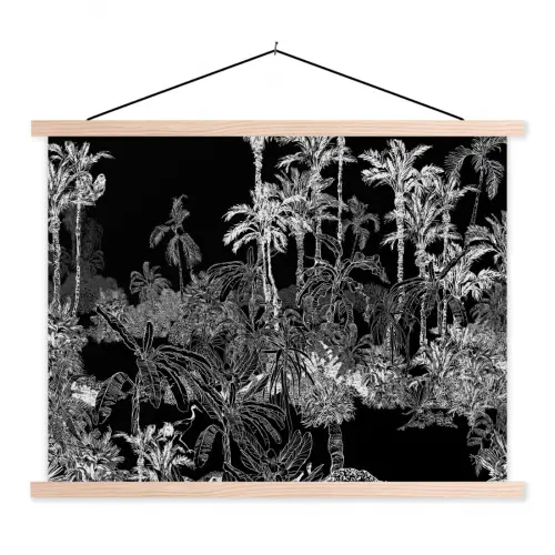 Tropisch - Jungle - Bomen - Bladeren textielposter latten blank klein -3d