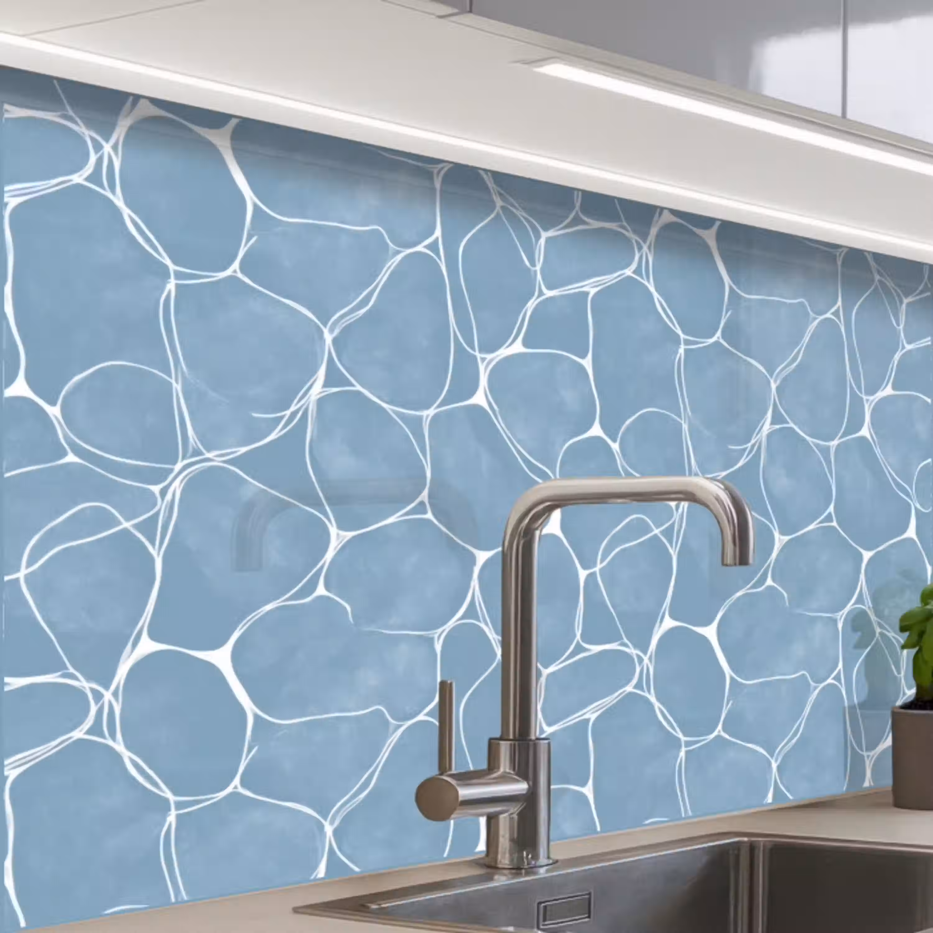 Organisch - Patroon - Blauw keuken achterwand 2 middel 865 -zzzz3d_schuin
