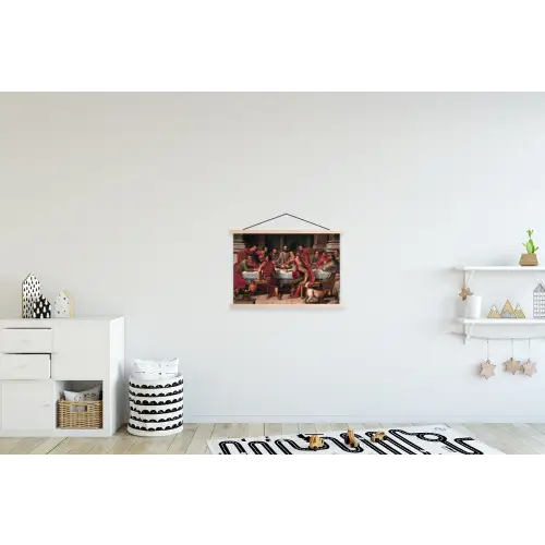 Het laatste avondmaal - Schilderij van Willem Key textielposter latten blank klein -kinderkamer