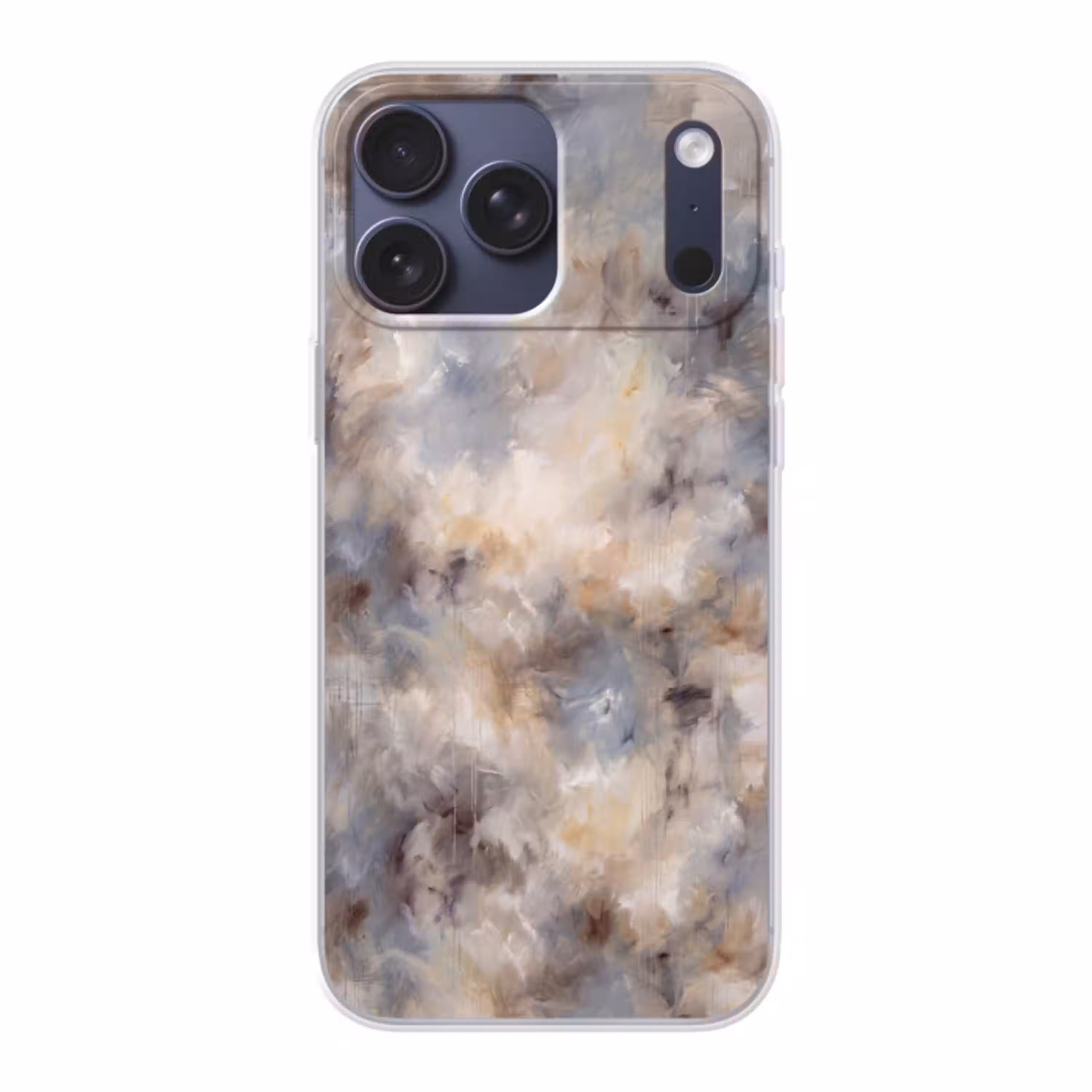 Abstract - Wolken - Sfeervol - Beige - Grijs Telefoonhoesje iPhone 17 Pro Max klein -3d