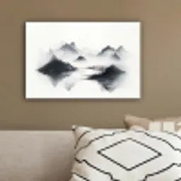 Bergen - Mistig - Water - Wit canvas 2cm klein -sfeer3