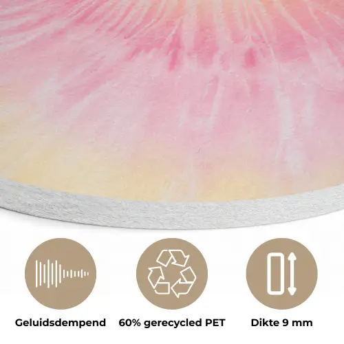 Patroon - Tie Dye - Pasteltinten - Roze Akoestische PET Vilt - Rond klein -closeup_NL